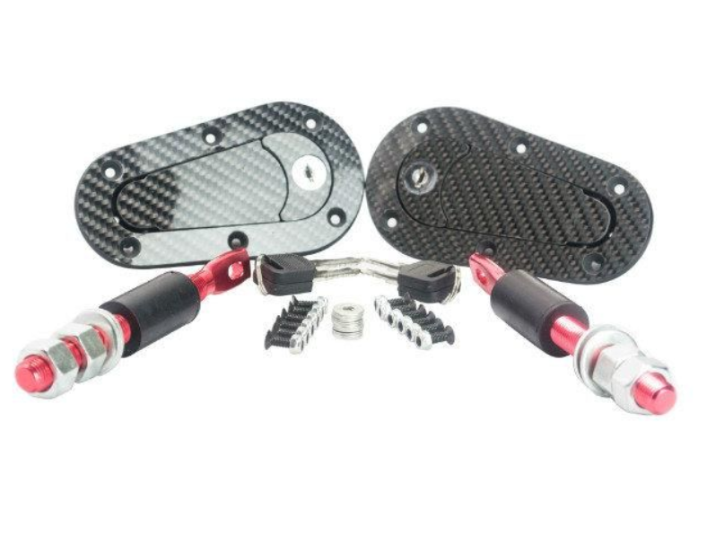 Racing Lock Plus Flush Hood Latch Pin Kit, Carbon Fiber JDM style With key Universal