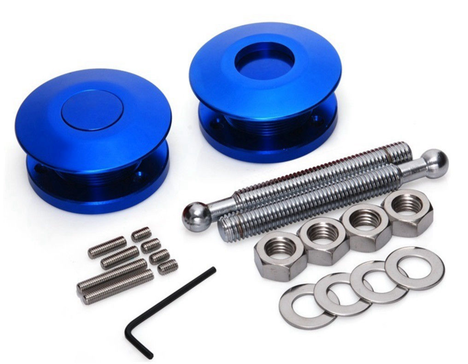 Push Button Billet Hood Pins Lock Clip Kit Car Quick Latch Universal Blue