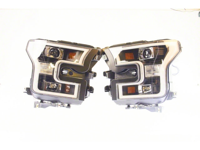 Head Lights for Ford F-150 15-16 Black Lamps with Light Bar