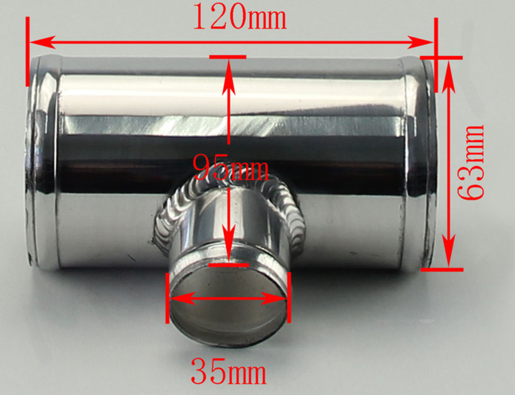 2.5" To 2.5" Aluminum Pipe 63mm To 63mm T Shape Tube Pipe for 25mm ID BOV 3